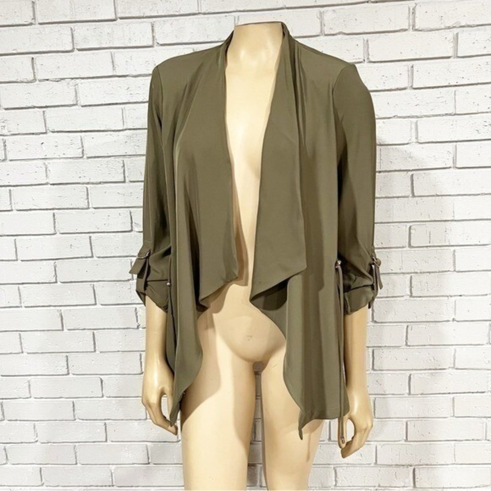 Premise Olive Green Waterfall Cardigan Roll Tab Sleeve Drawstring Gorpcore M